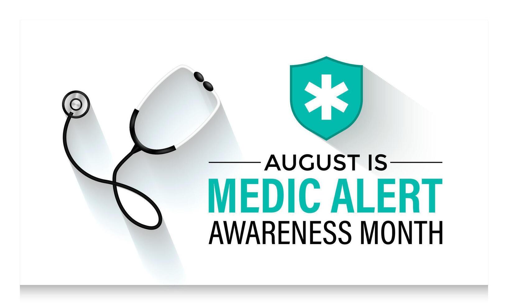 Medic Alert awareness month is observed every year in August. Holiday concept. background, banner, illustration. vector