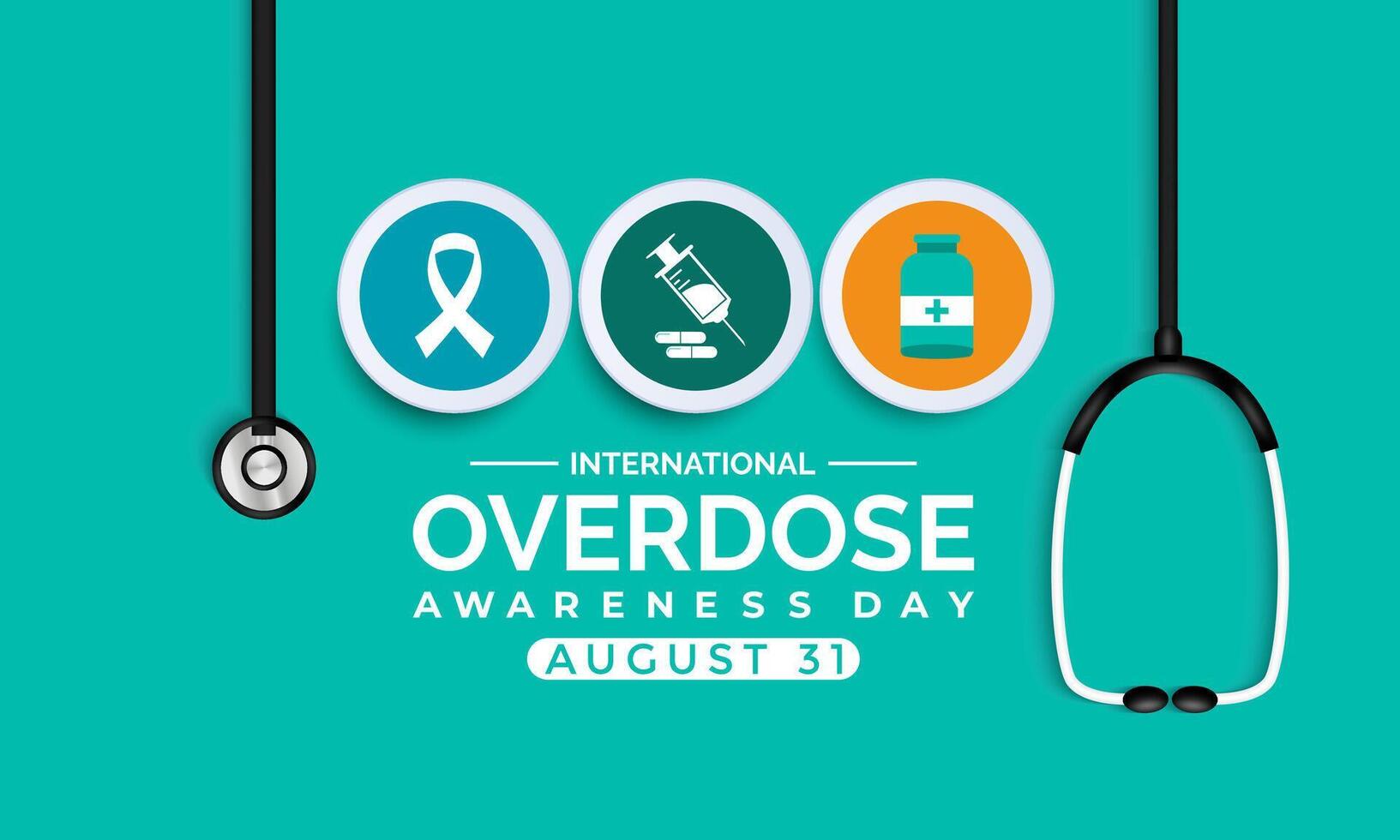 Overdose awareness day is observed every year on August 31. Banner poster, flyer and background design. Eps 10. vector