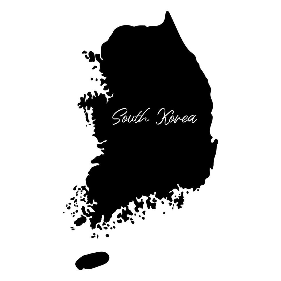Black Silhouette of a South Korea Country Map vector