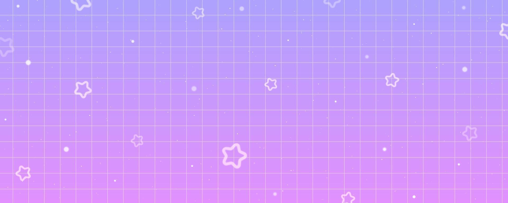 Checkered gradient background with stars. Pastel holographic kawaii backdrop. Abstract purple squared wallpaper. vector