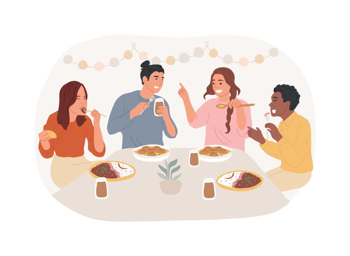 Indian restaurant isolated cartoon illustrations. vector