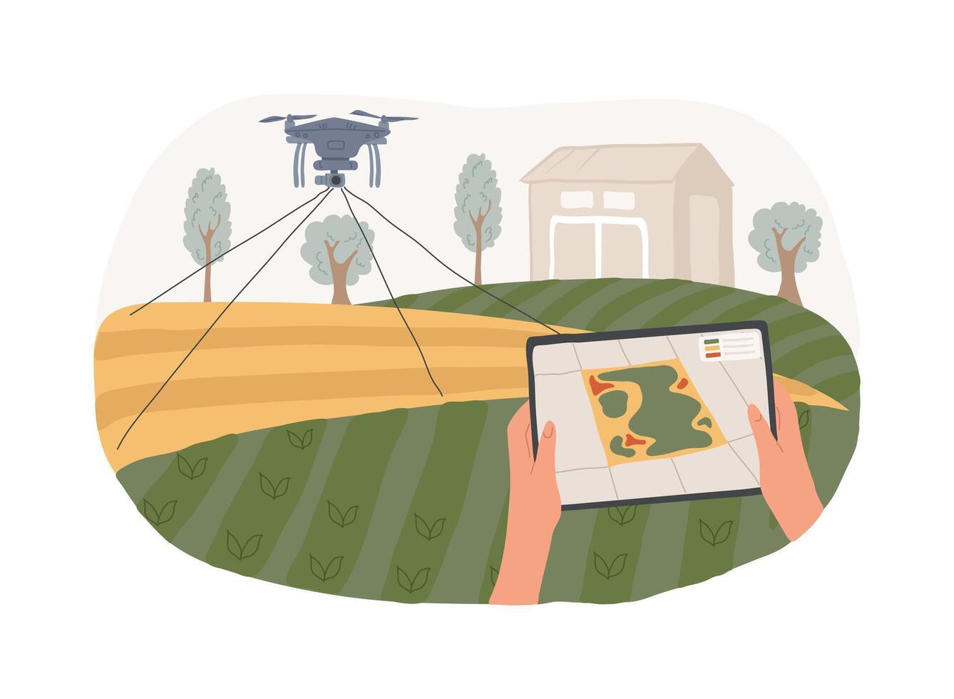 Aerial imagery drones isolated cartoon illustrations. vector