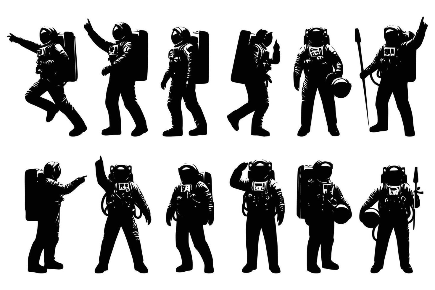 Silhouette of Astronaut in space suit vector