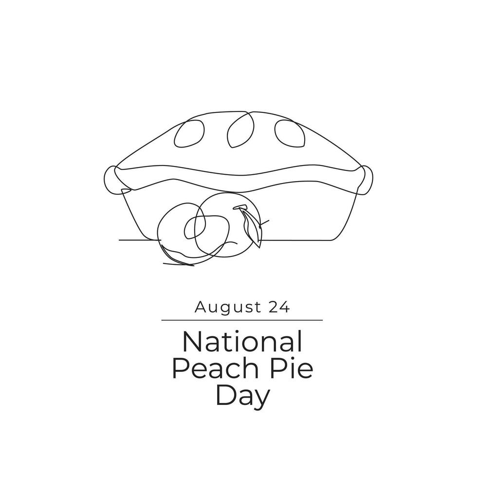 National Peach Pie Day line art design. line ribbon. continuous line. eps 10. vector
