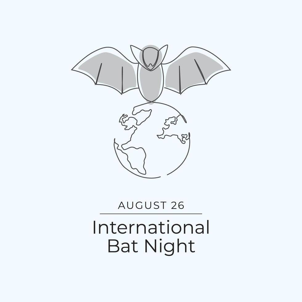International Bat Night. Line art design. Line art. Continuous line. Good for usage template celebration. eps 10. vector