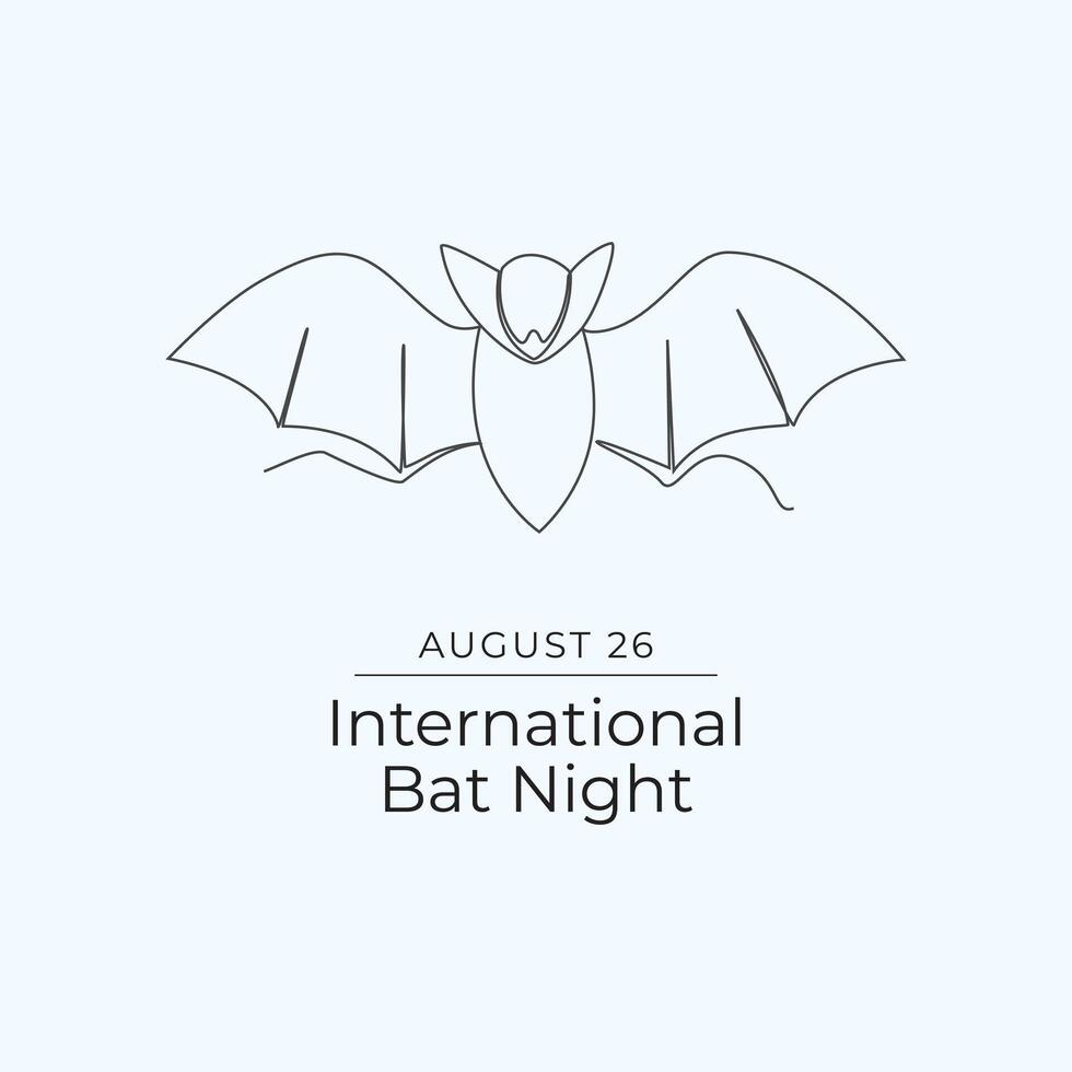International Bat Night. Line art design. Line art. Continuous line. Good for usage template celebration. eps 10. vector