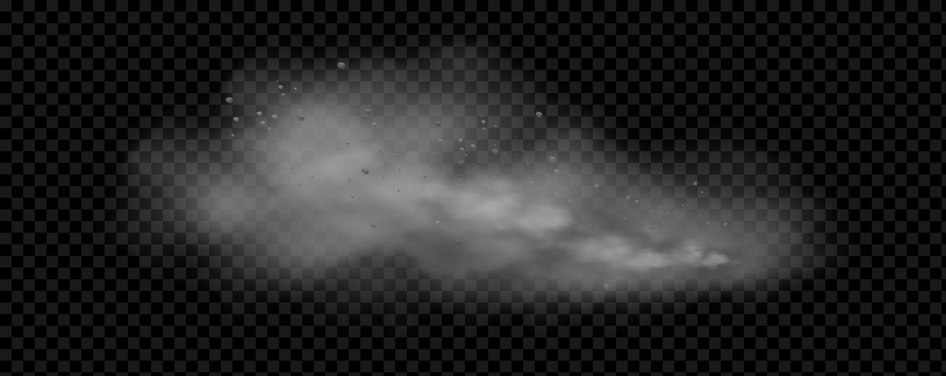 background of a sand explosion with dirt and cloud smoke. Brown sandstorm splash and dirty ground with a textured wind effect.Yellow flying particles and stone. vector