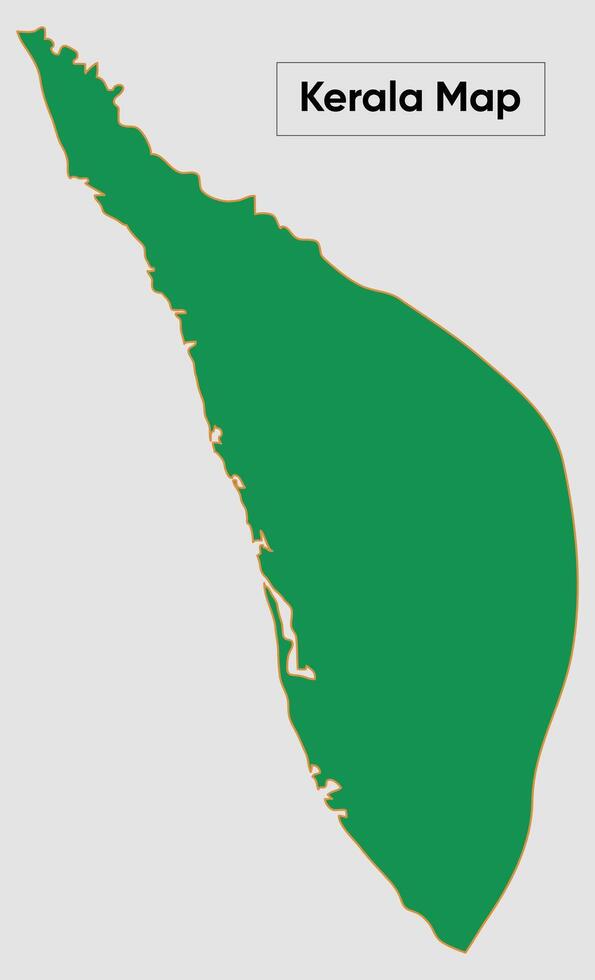 Political Map of Kerala in green colour. map illustration. Indian state in South India malabar coast mapping drawing with border in stroke, editable eps template graphics vector