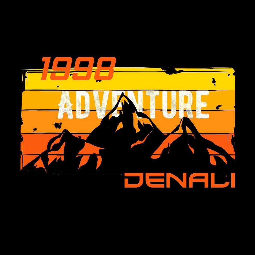 Denali National Park with sunset view perfect for sticker, print, etc vector