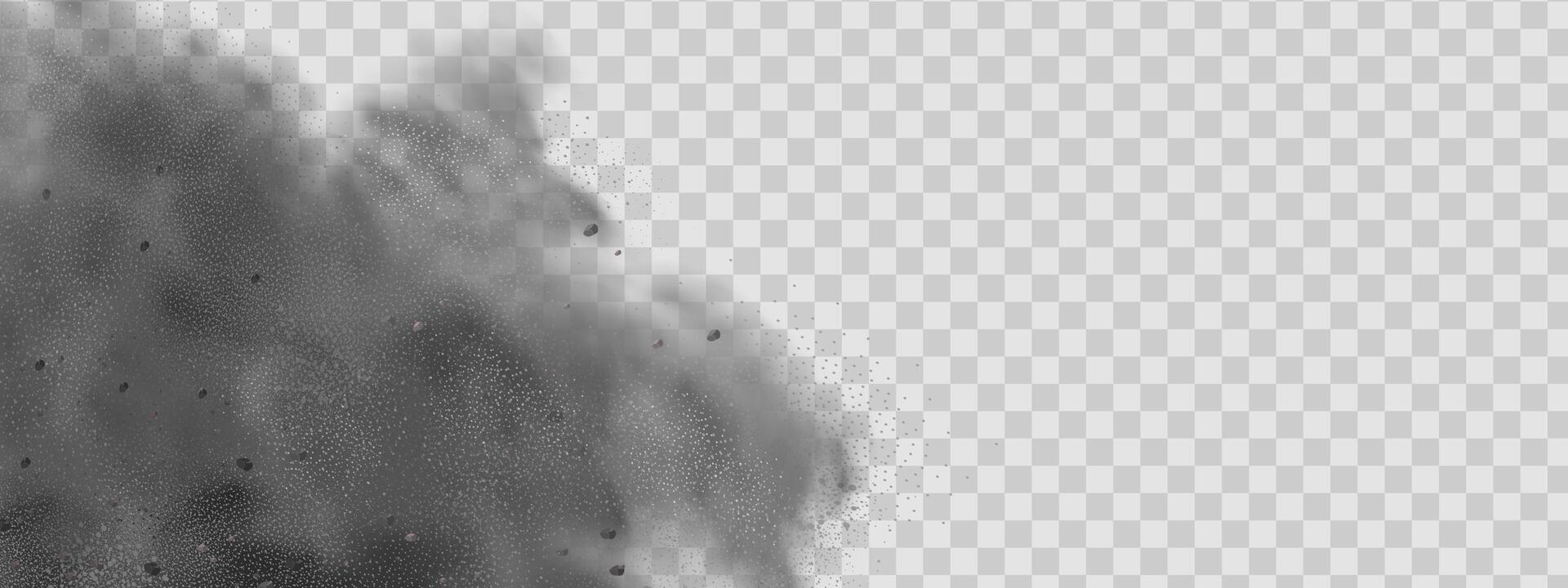 background of a sand explosion with dirt and cloud smoke. Brown sandstorm splash and dirty ground with a textured wind effect.Yellow flying particles and stone. vector