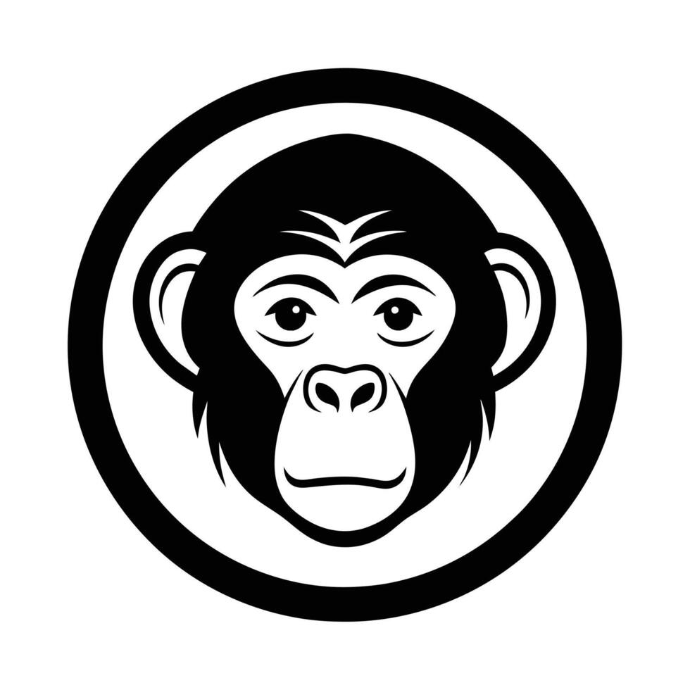 Chimpanzee Head Icon Drawing for Circle Logo vector