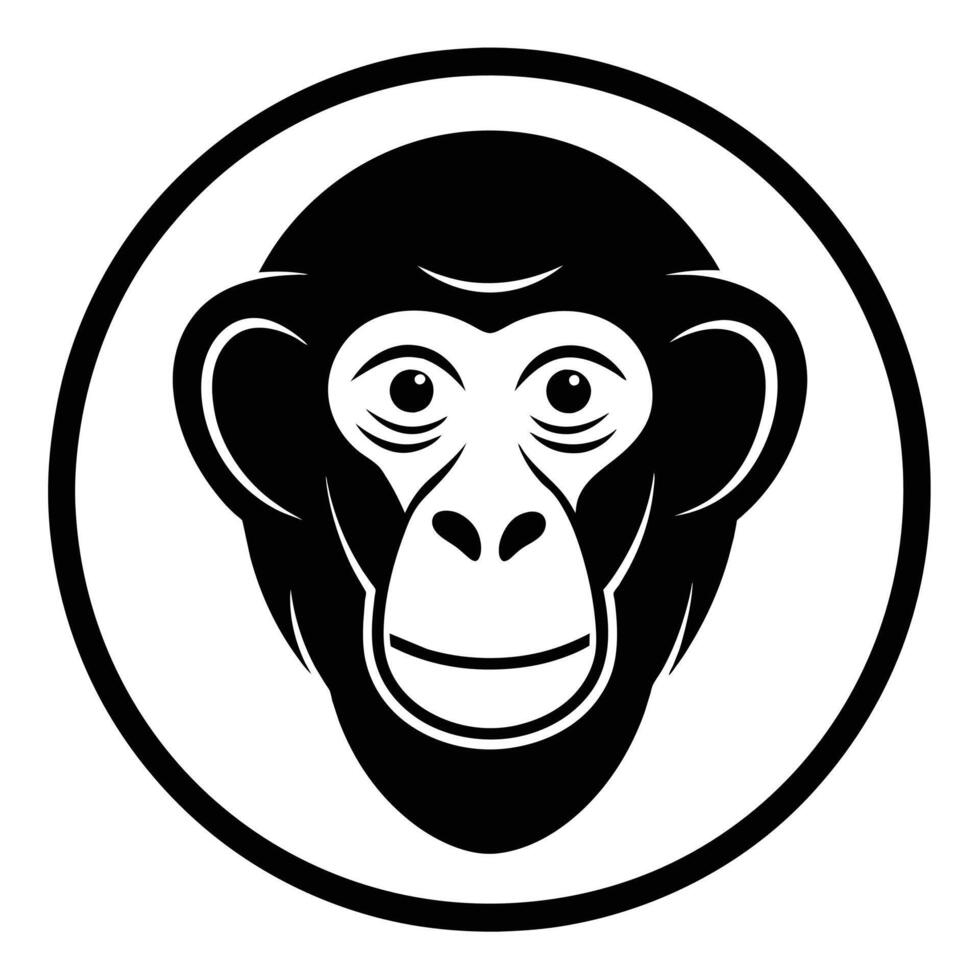 Chimpanzee Head Icon Drawing for Circle Logo vector