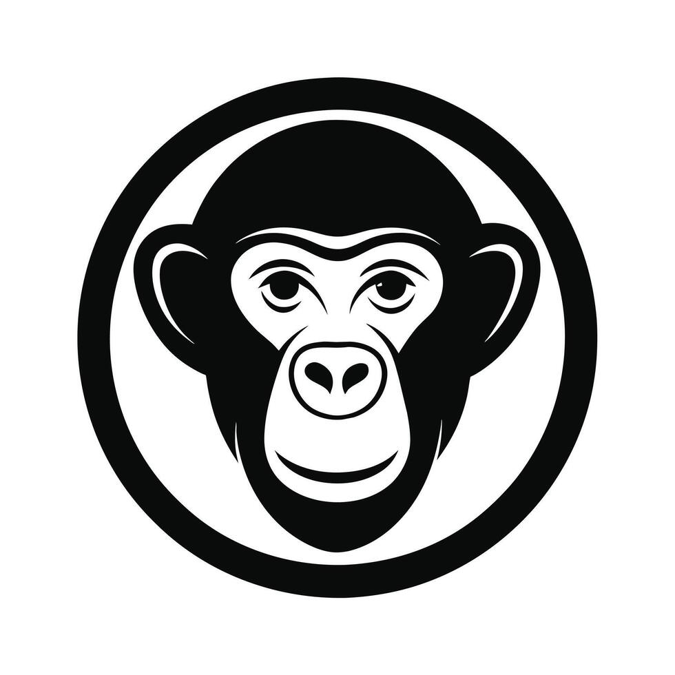 Chimpanzee Head Icon Drawing for Circle Logo vector