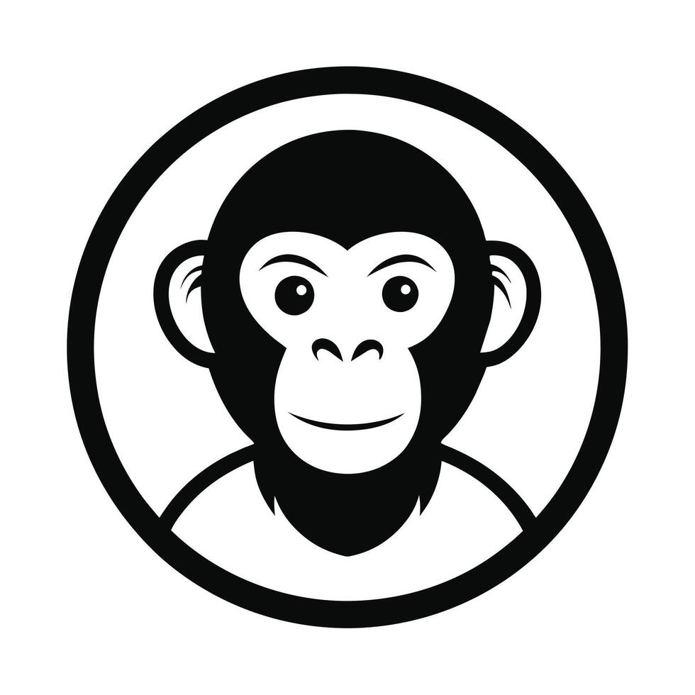 Chimpanzee Head Icon Drawing for Circle Logo vector