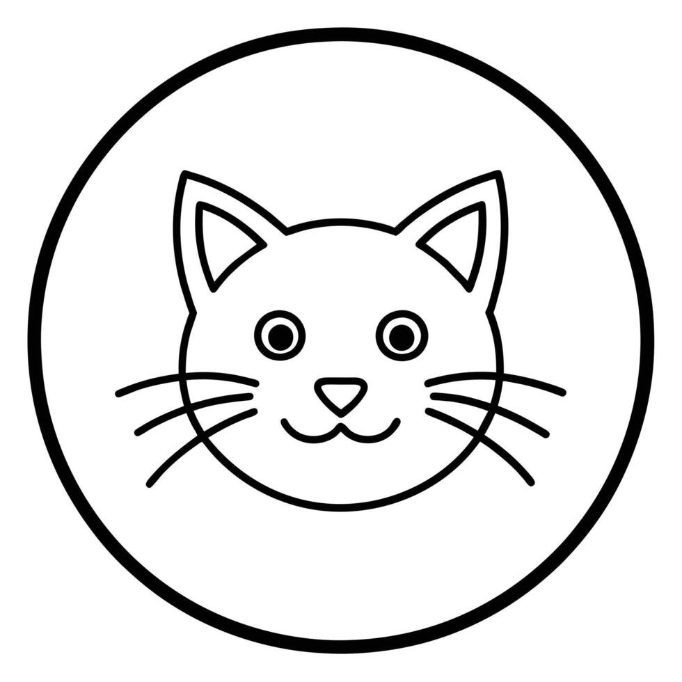 Adorable Cat Icon Drawing in Circle Logo Style vector