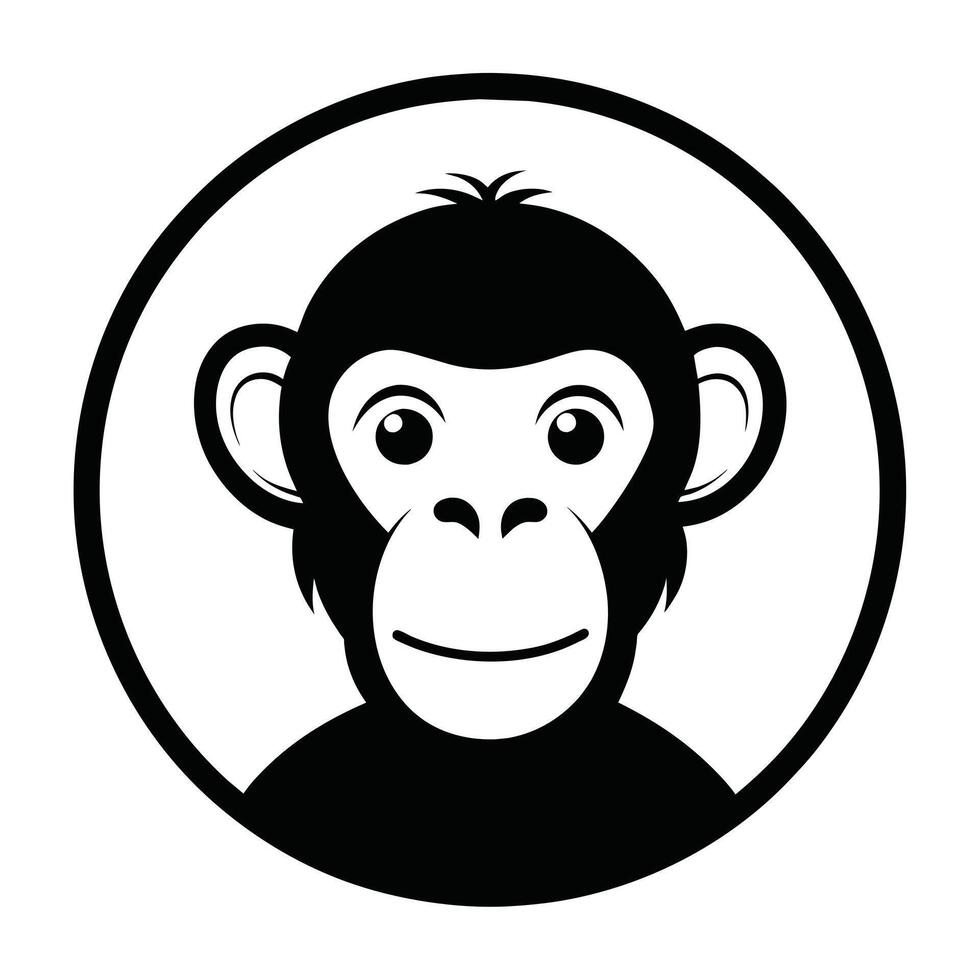 Chimpanzee Head Icon Drawing for Circle Logo vector