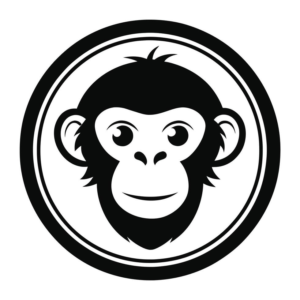 Chimpanzee Head Icon Drawing for Circle Logo vector