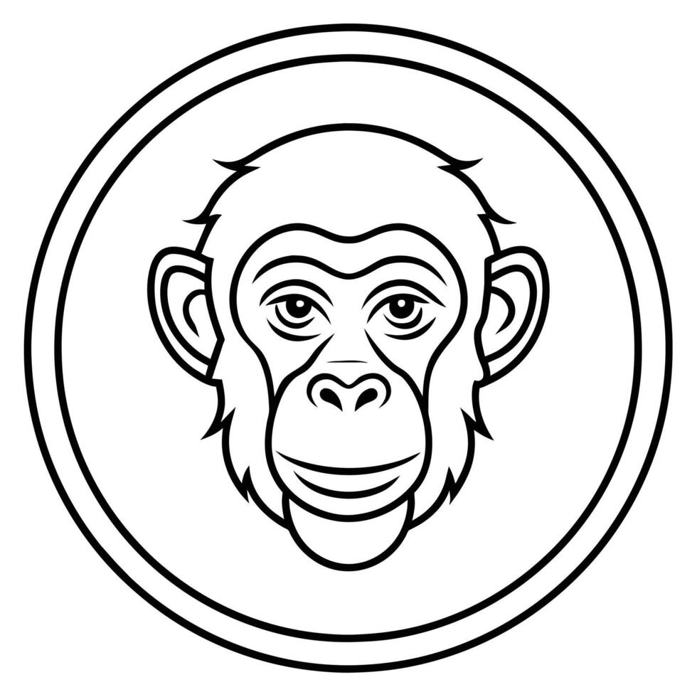 Chimpanzee Head Icon Drawing for Circle Logo vector