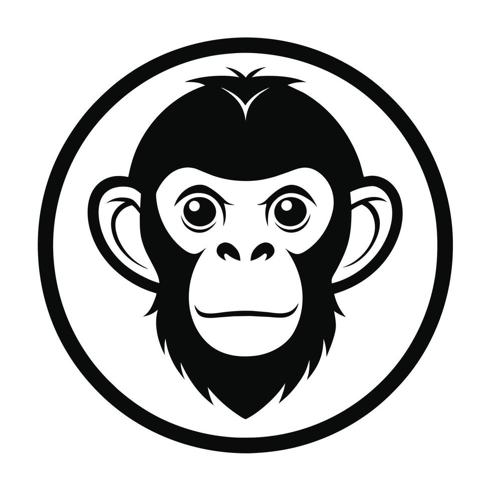 Chimpanzee Head Icon Drawing for Circle Logo vector