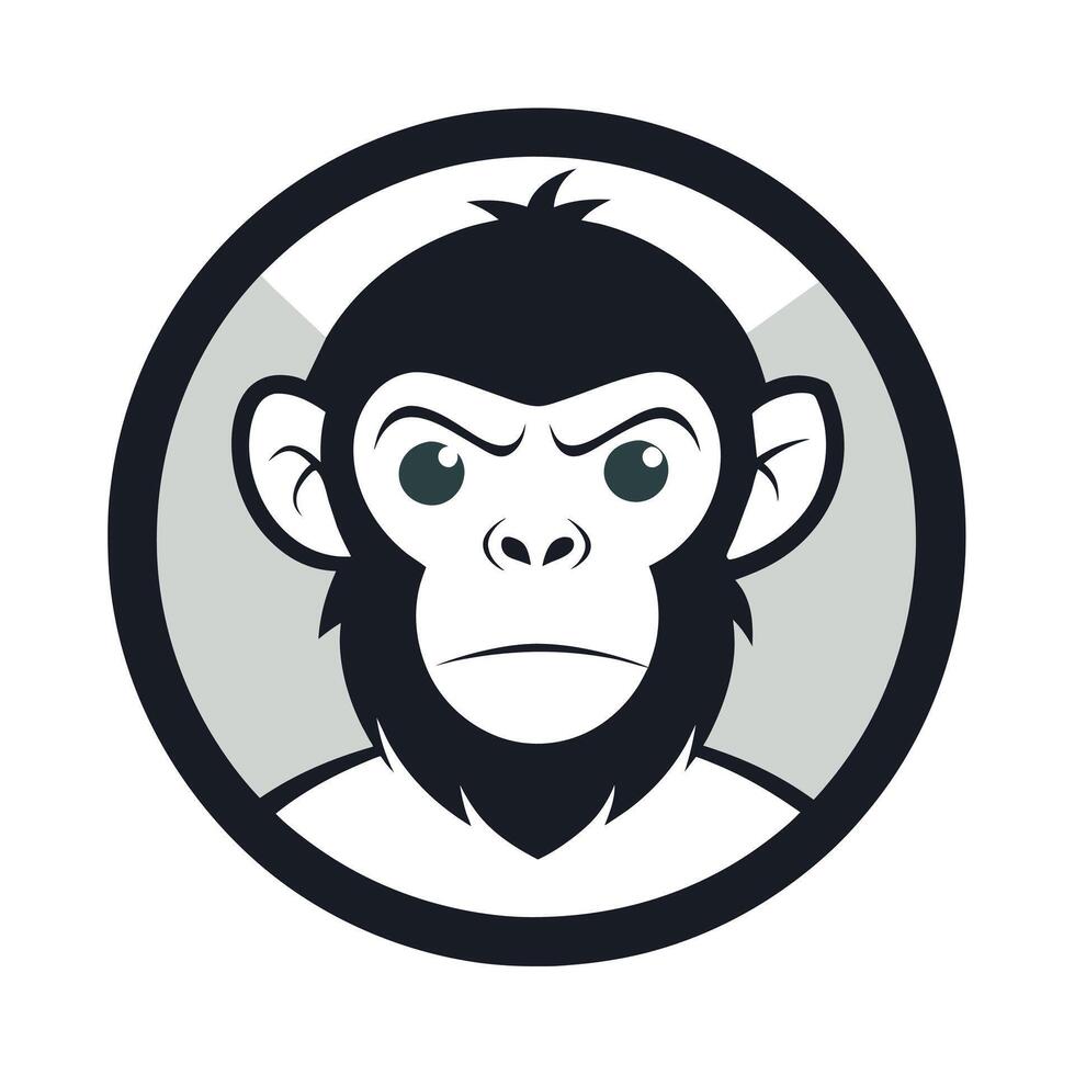 Chimpanzee Head Icon Drawing for Circle Logo vector