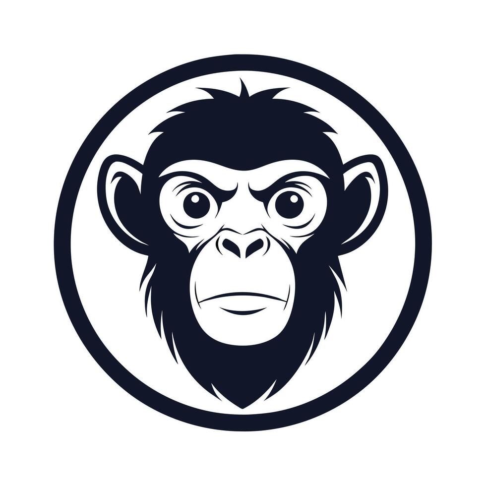 Chimpanzee Head Icon Drawing for Circle Logo vector