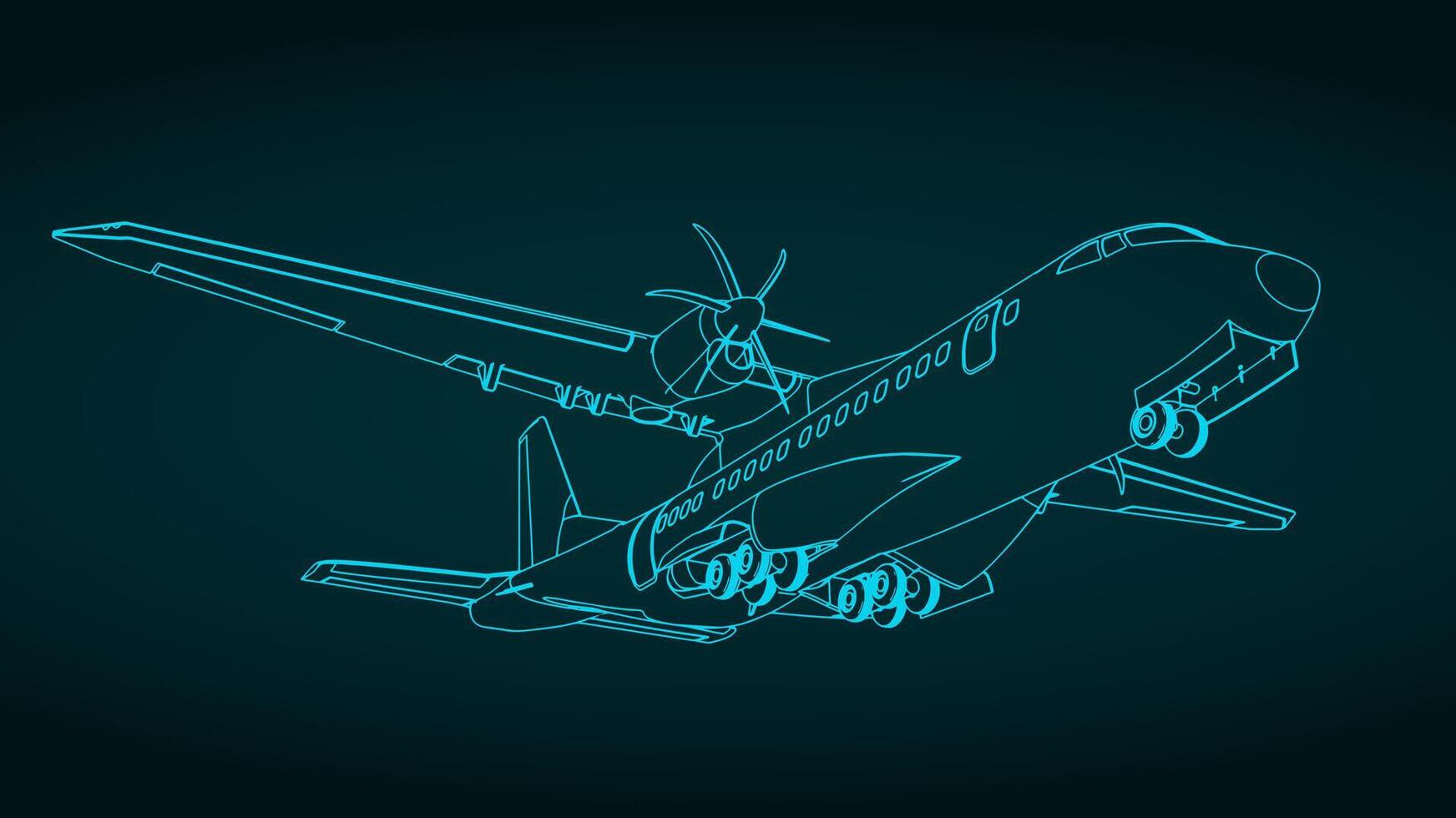 Turboprop transport aircraft illustration vector