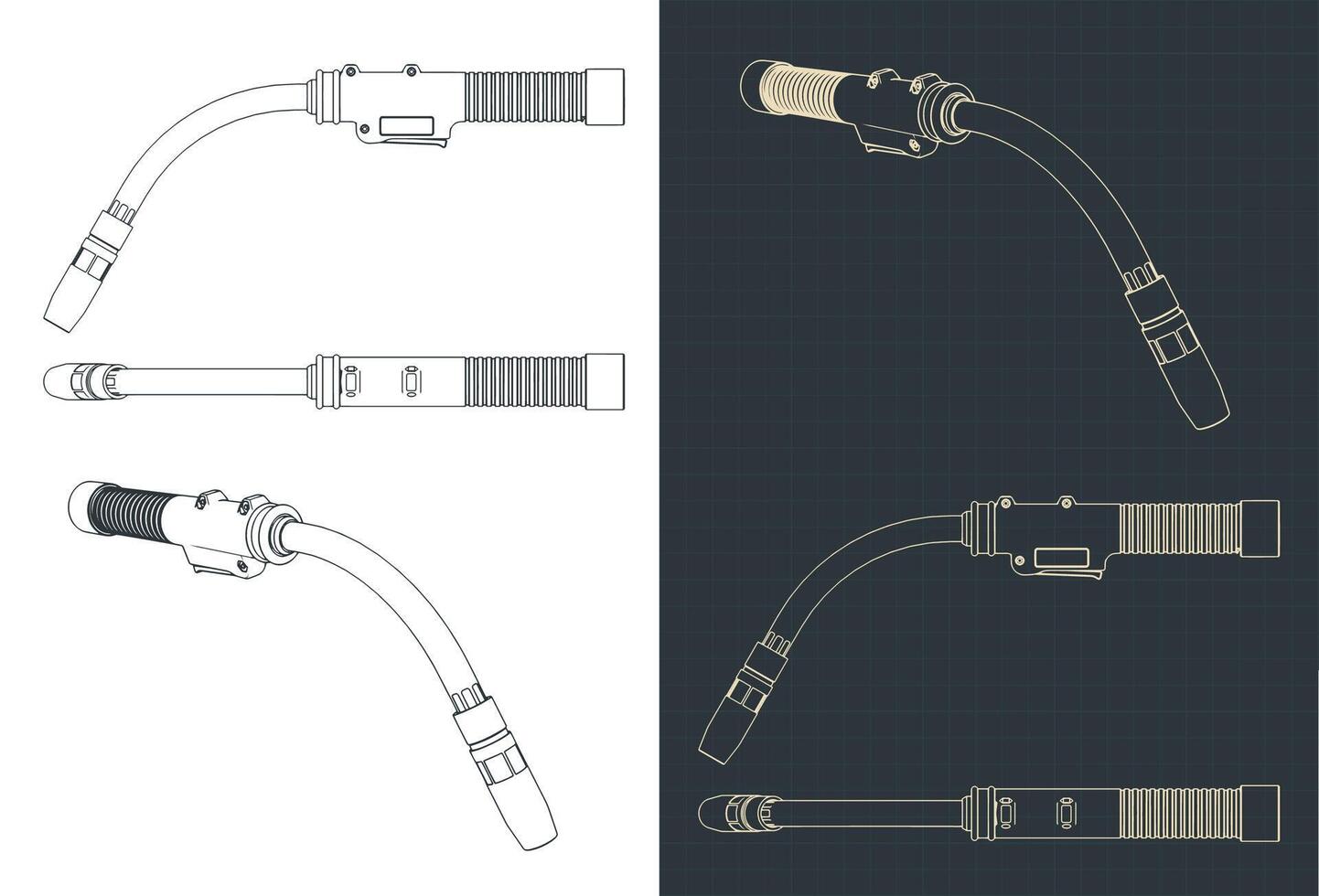 Welding torch blueprints vector