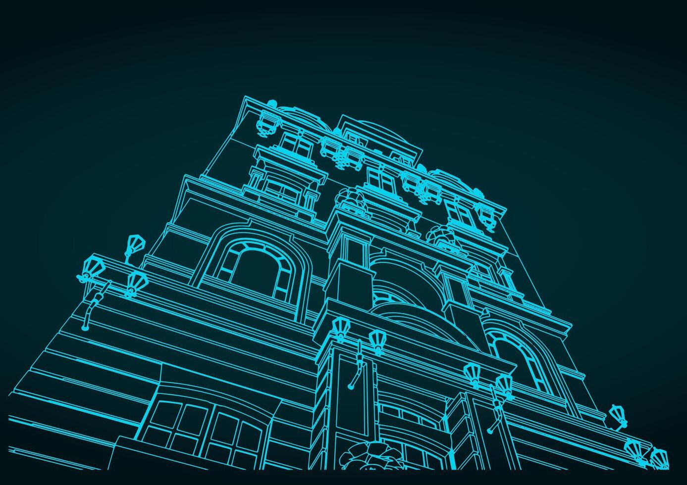 Victorian building facade illustration vector