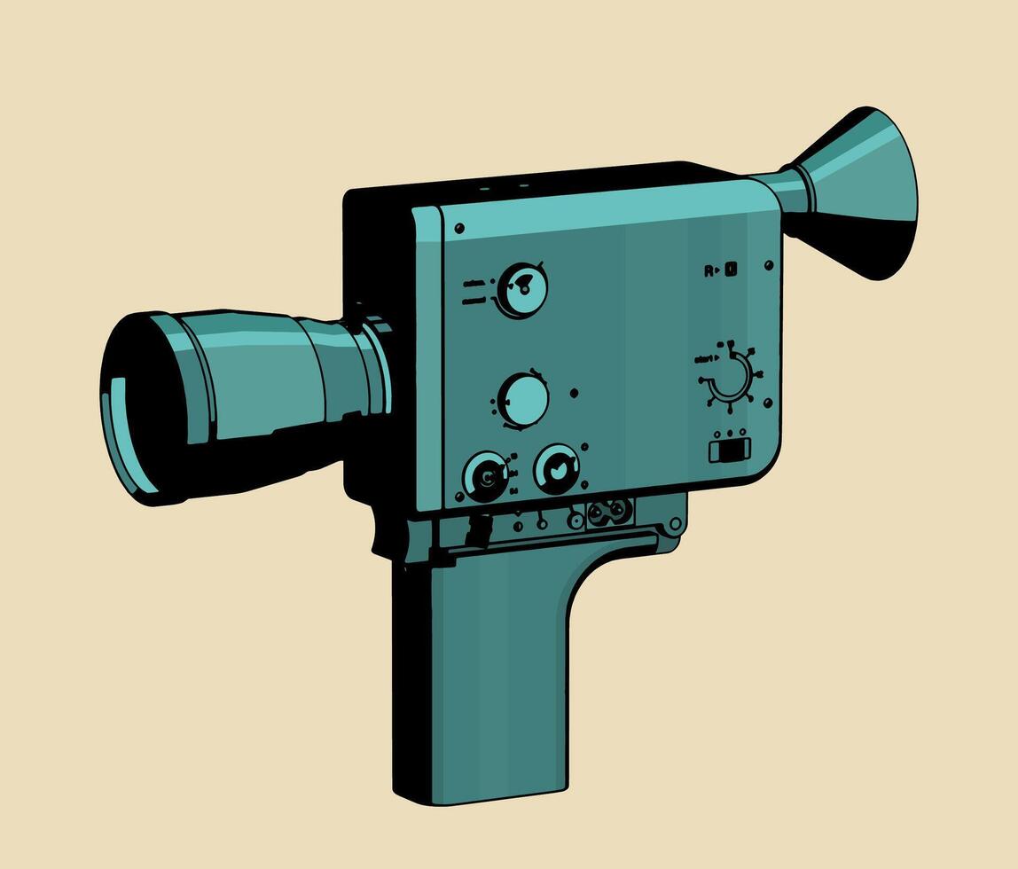 Hand-held film vintage movie camera illustration vector