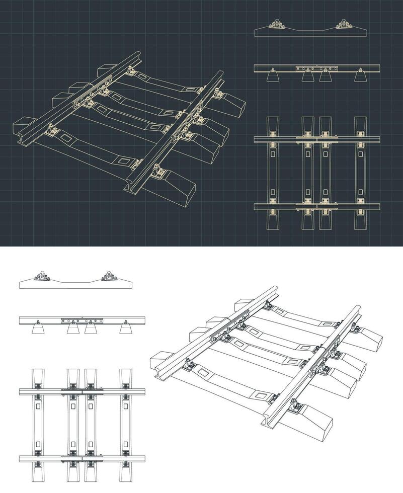 Railway track drawings vector