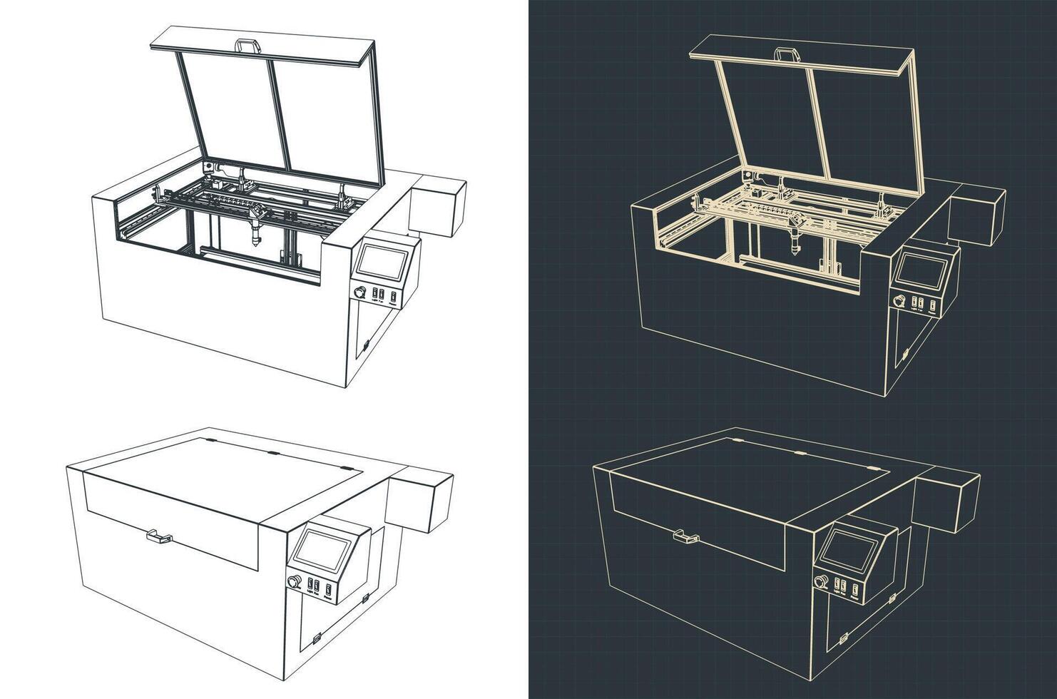 Industrial laser cutter illustrations vector