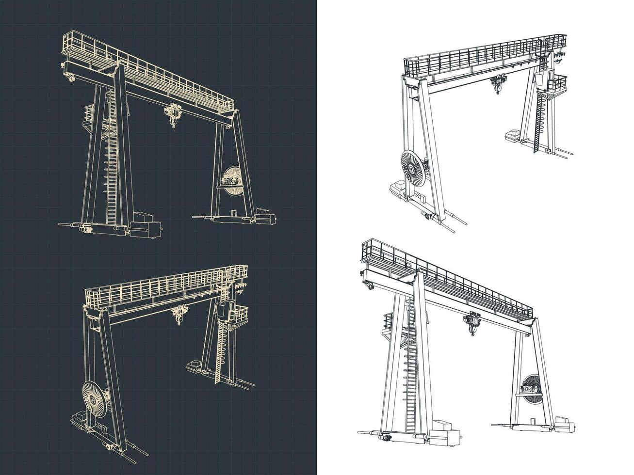 Large crane blueprints vector