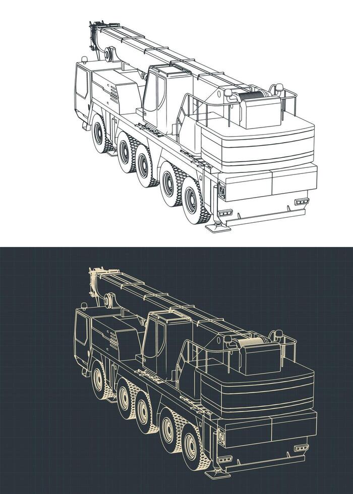 Mobile crane with long telescopic boom vector