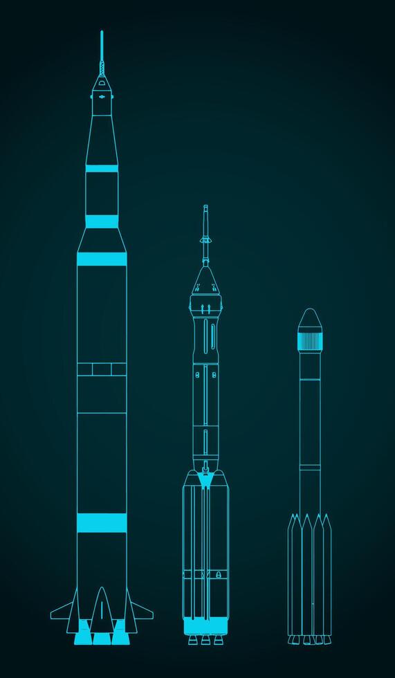 Launch vehicles blueprint vector