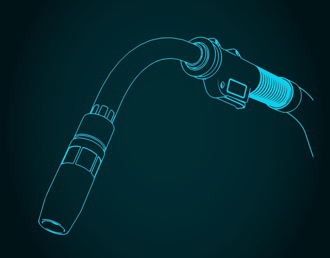 Welding torch close-up vector