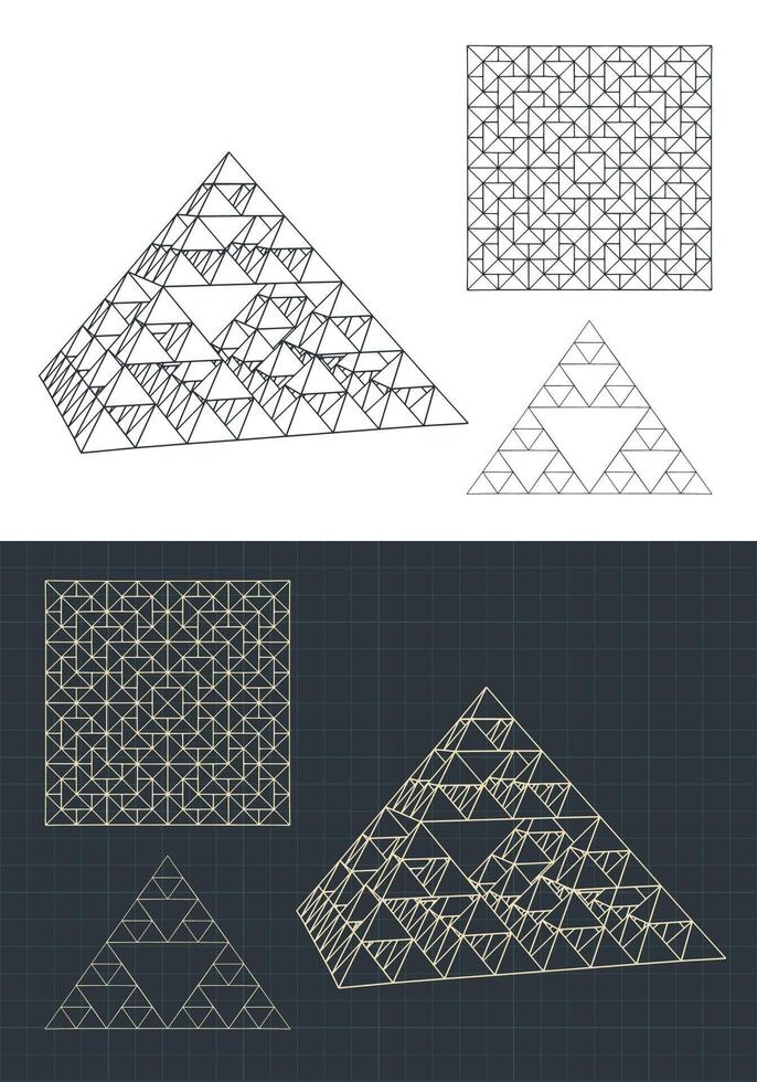 fractal pyramid drawings vector