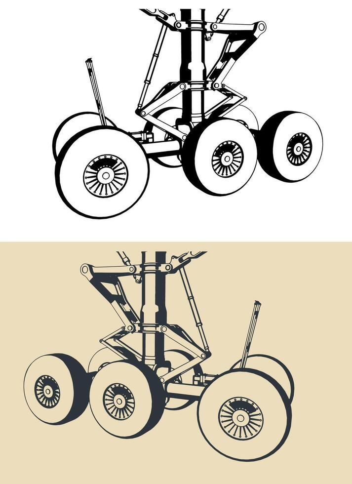 Aircraft landing gear illustrations vector