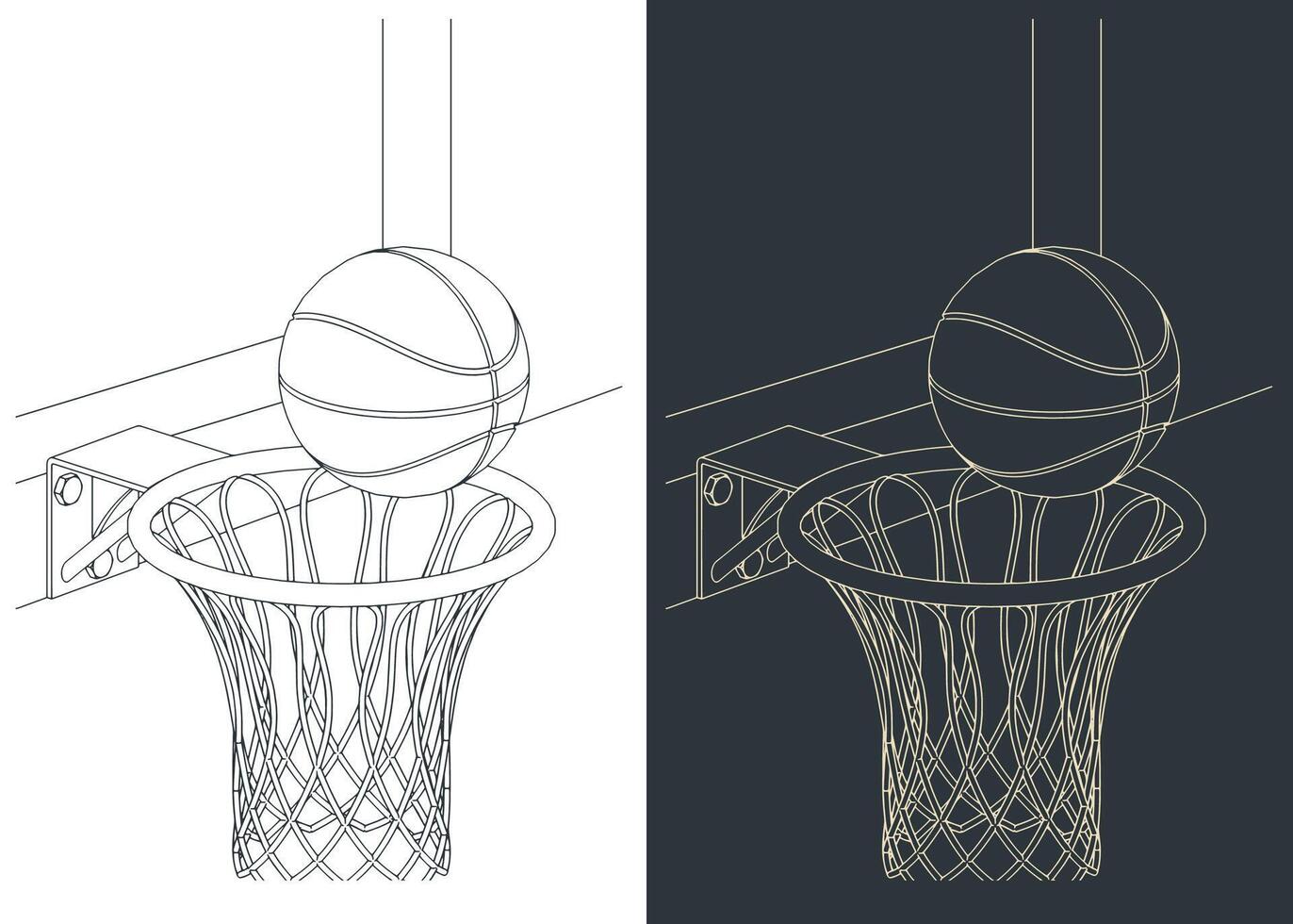 Basketball hoop and ball close up vector