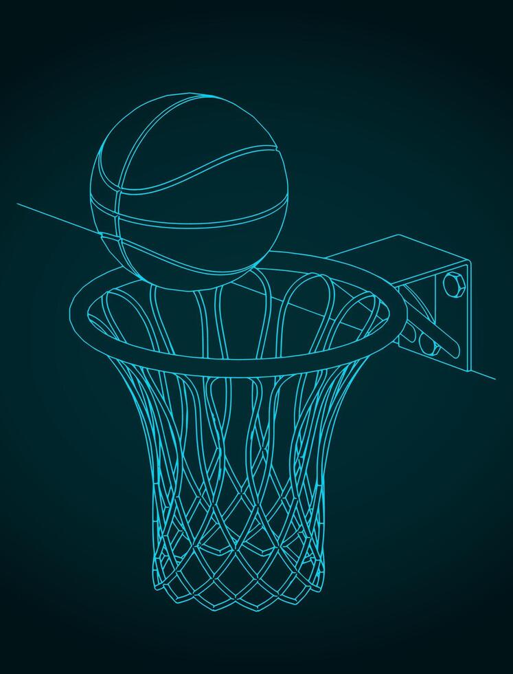 Basketball hoop and ball close-up illustration vector