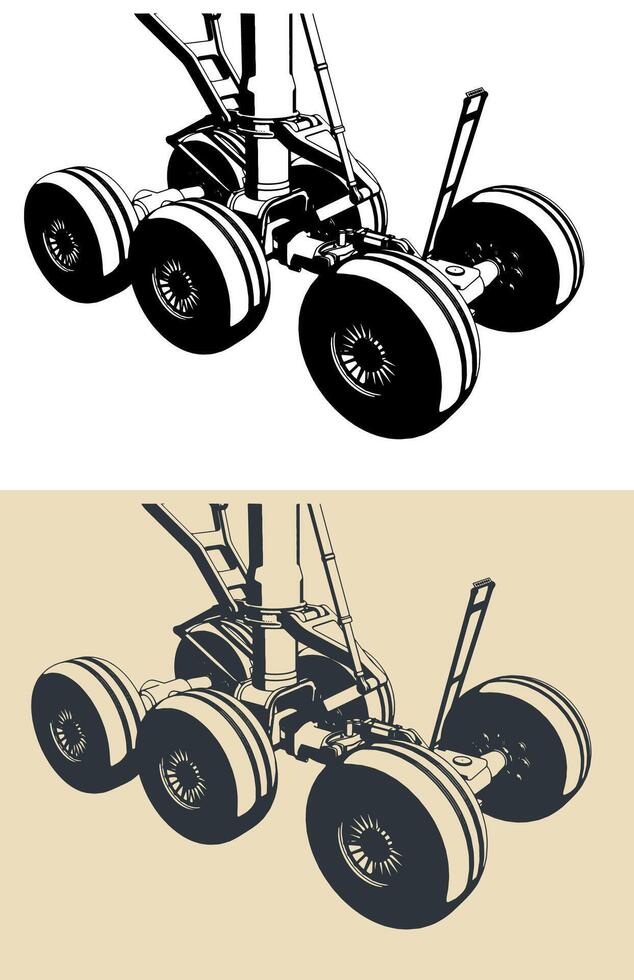 Aircraft landing gear close up vector