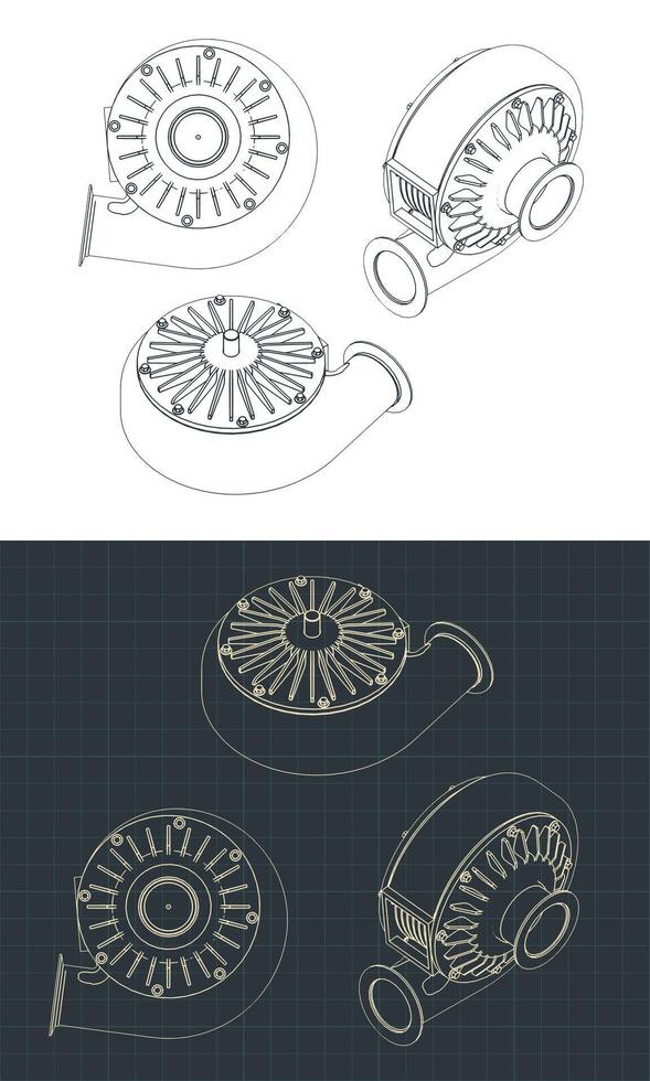 Turbo pump drawings vector