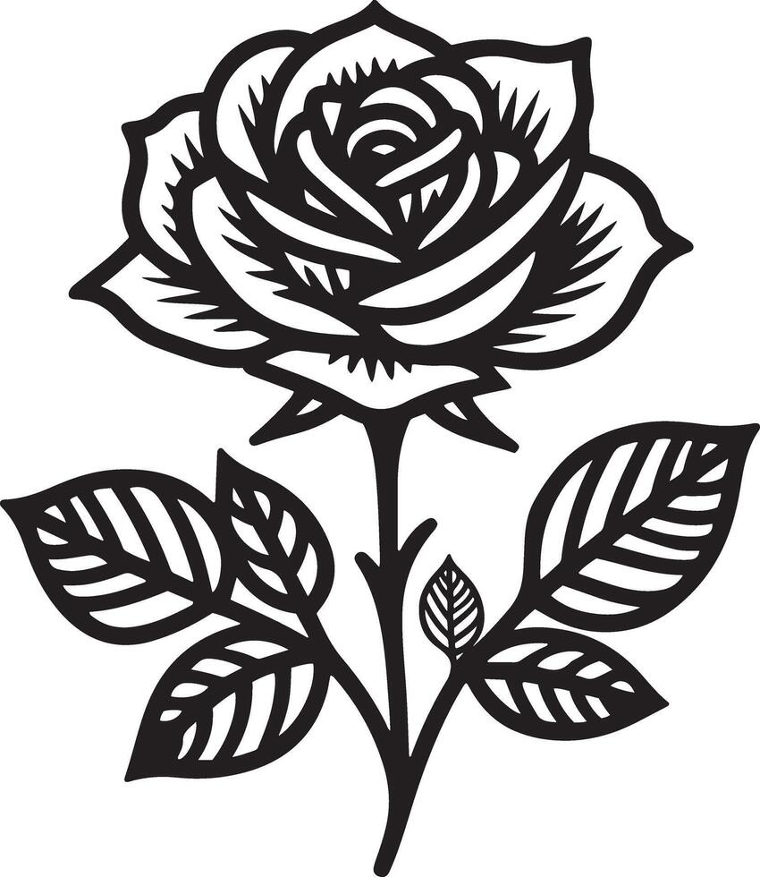 Rose flower silhouette illustration. vector