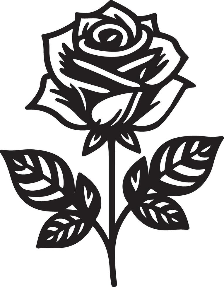 Rose flower silhouette illustration. vector
