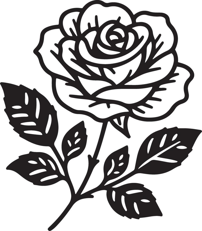 Rose flower silhouette illustration. vector