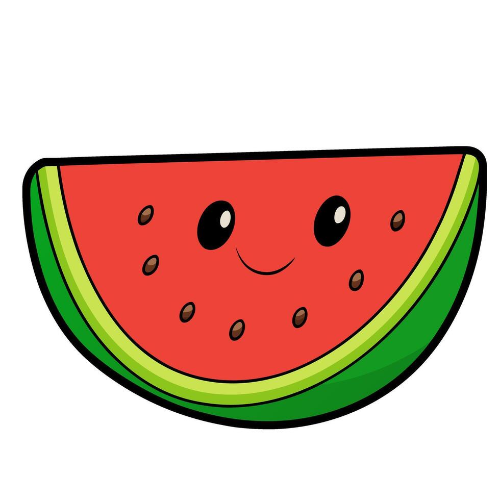slice of cute watermelon vector