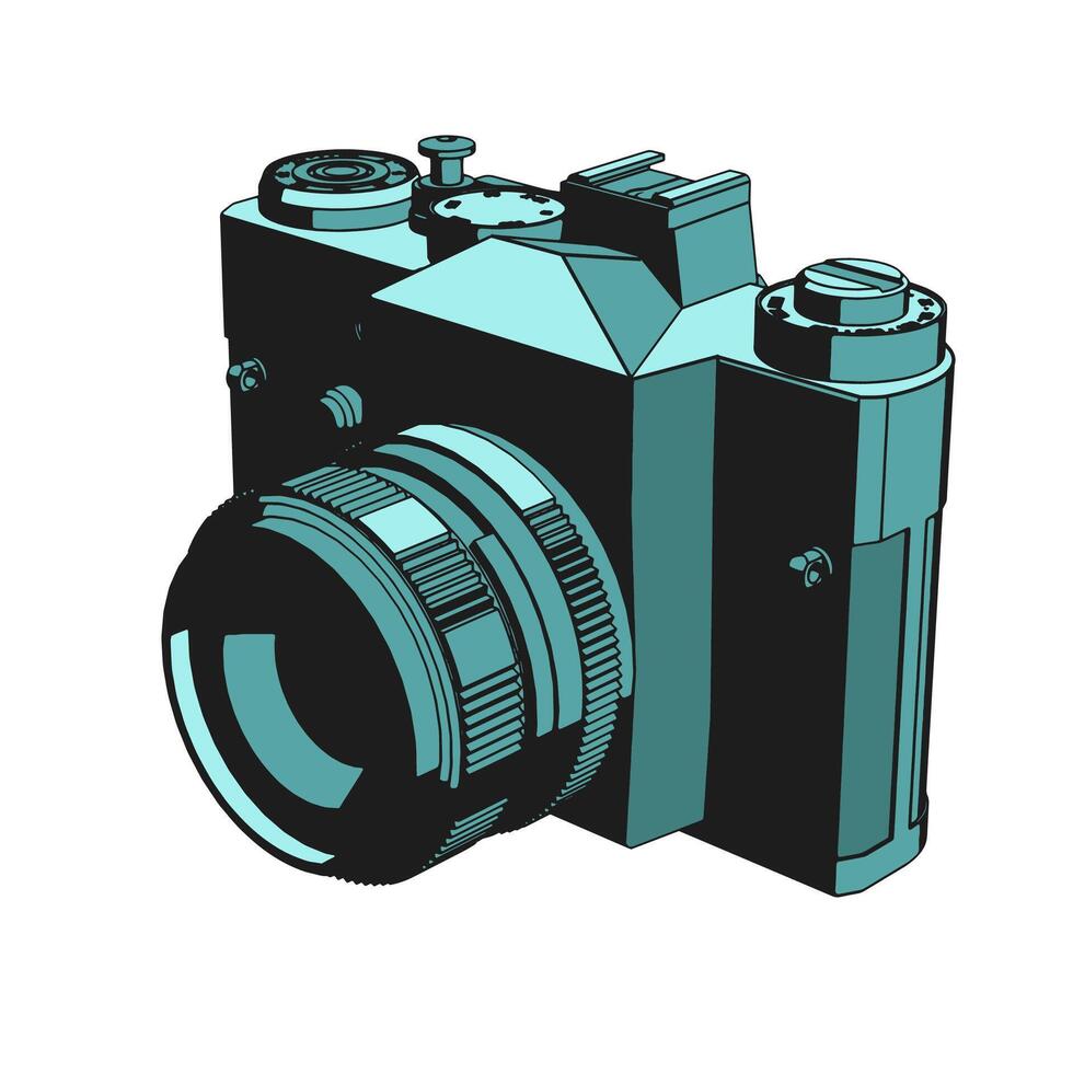 SLR retro film camera vector