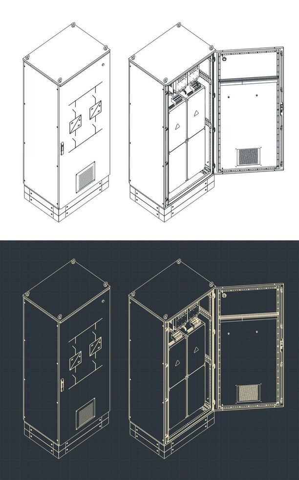High voltage stabilizer blueprints illustrations vector