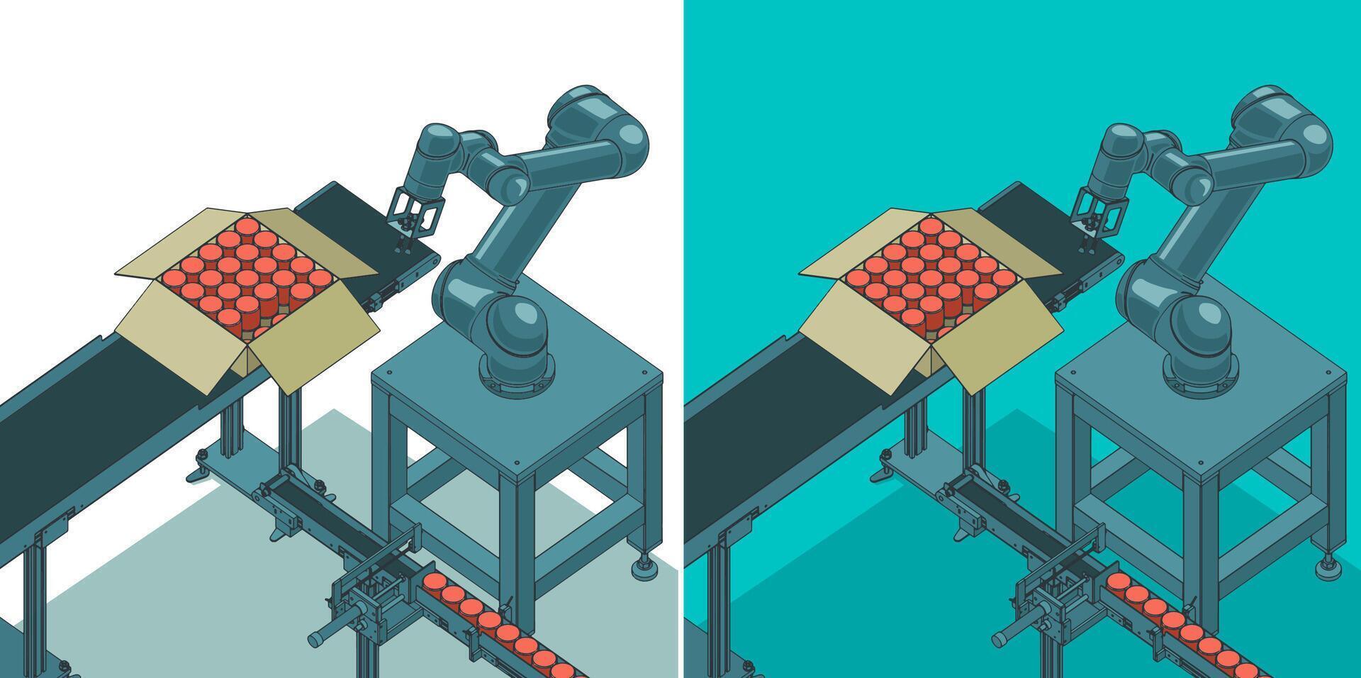 Robotic factory line illustrations vector