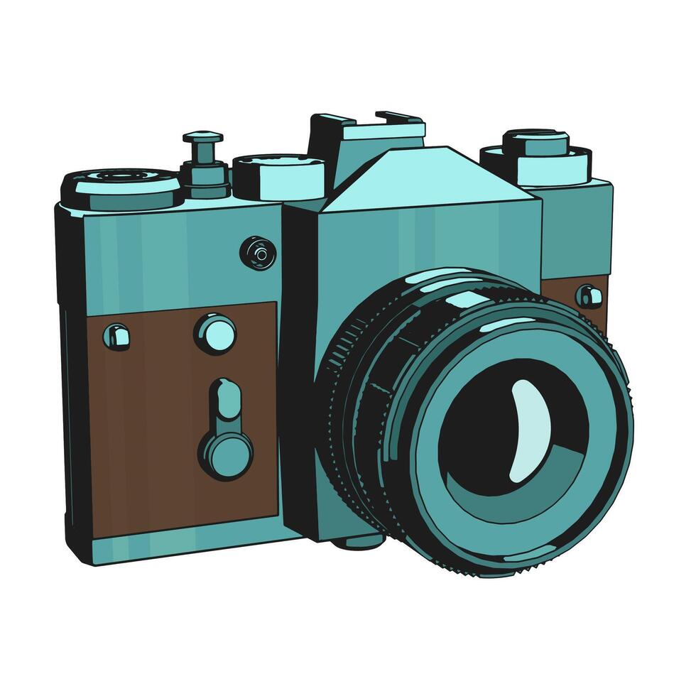 SLR retro film camera illustration vector