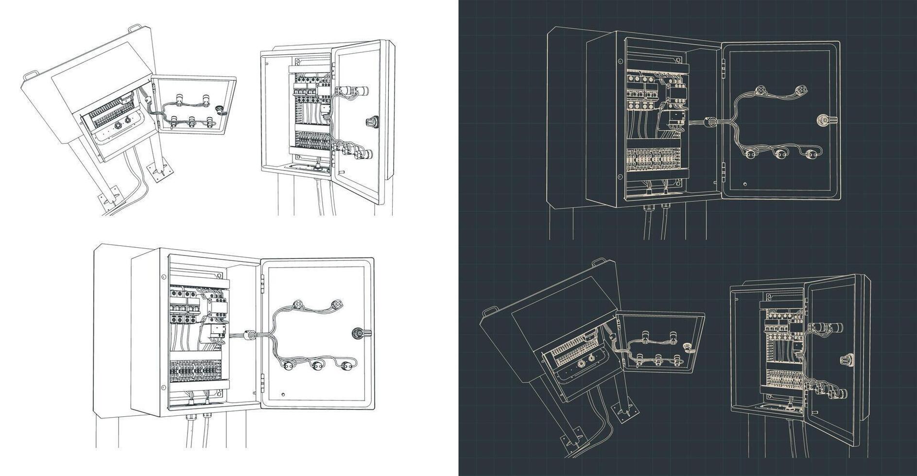 Electrical cabinet blueprints vector